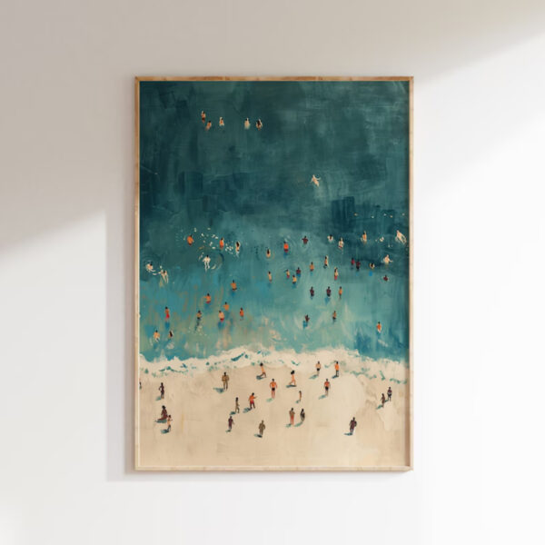 Quadro com Pintura de Pessoas na Praia - Image 2