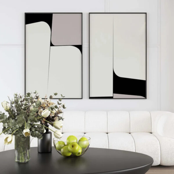 Conjunto com 2 Quadros Abstratos Minimalistas