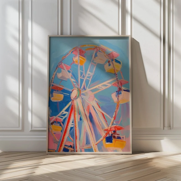 Quadro com Pintura de Roda Gigante